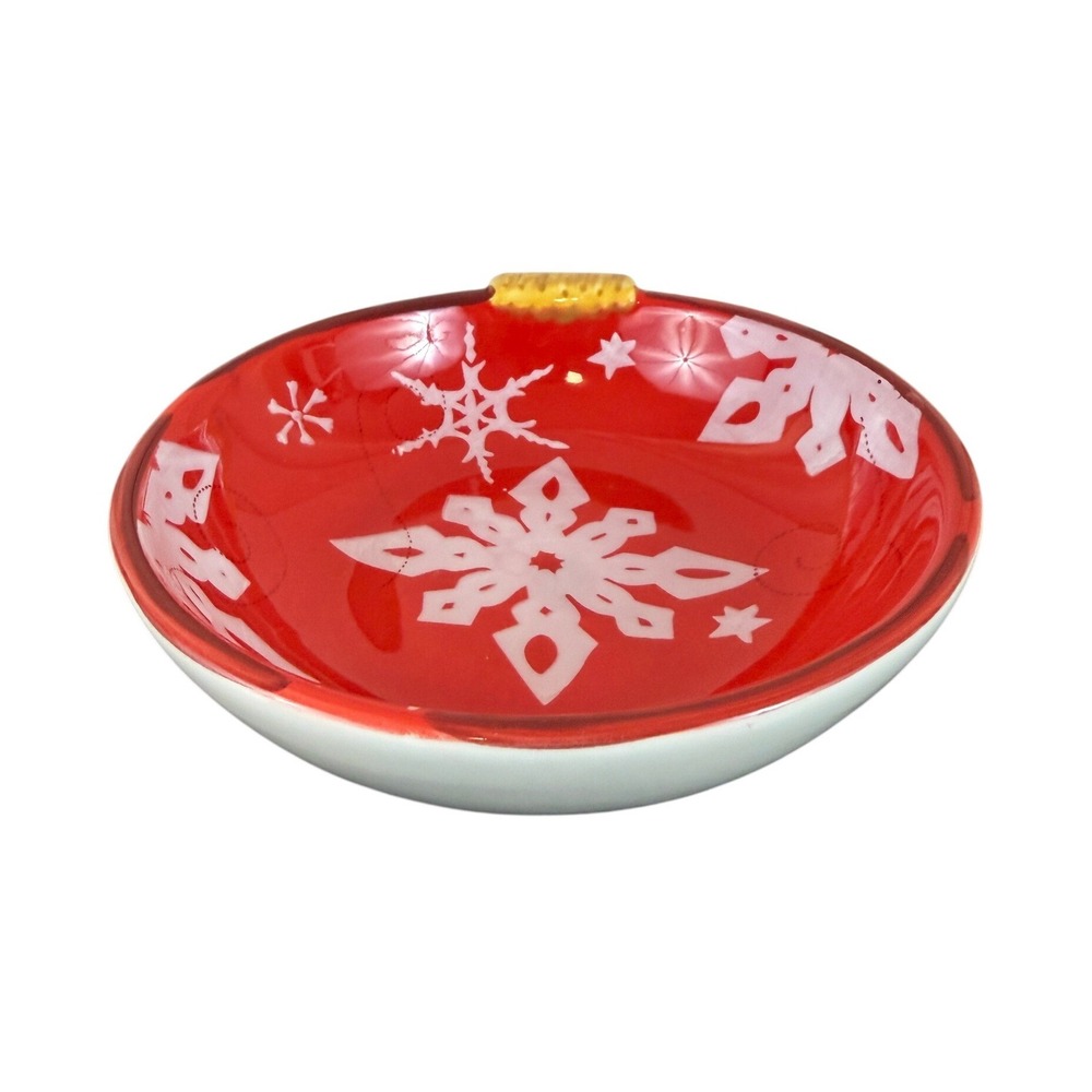 Clay Art Ceramic‎ 5 3/4" Red Ornament Holiday Christmas Bowl